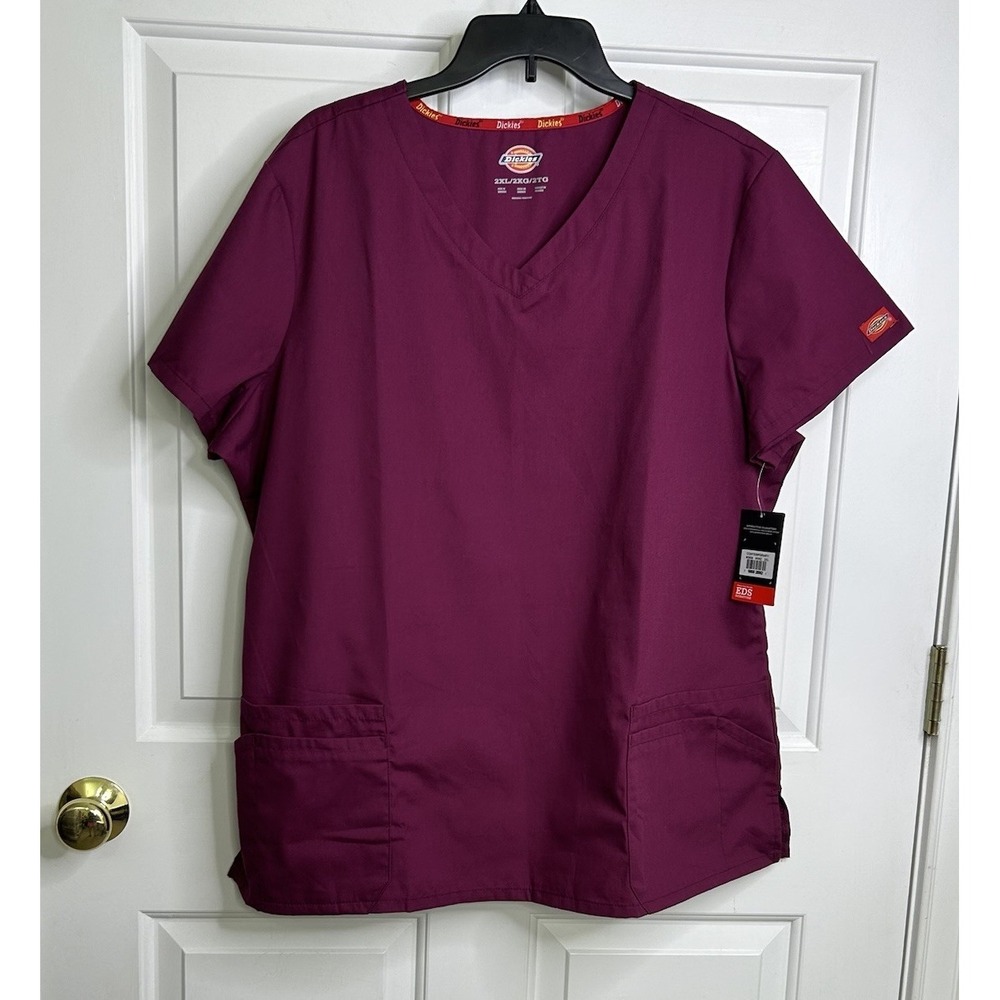 Dickies Scrub Top Womens 2XL EDS Medical Scrub V NECK Shirt 85906 WIWZ New